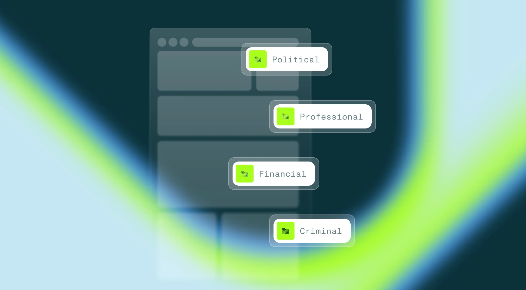 Data you need including, political, professional, financial, criminal